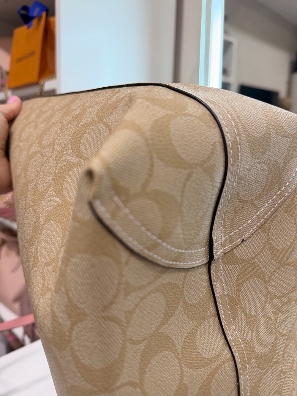 Coach Beige Canvas Tote with Pink Leather Trim - Picture 7 of 8